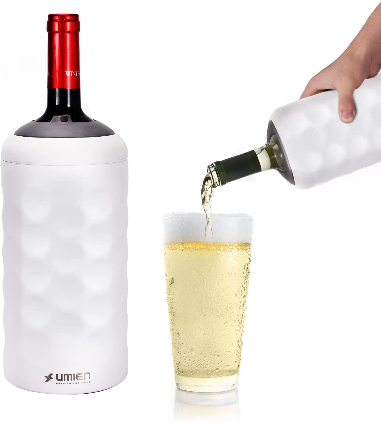 Stainless Steel Wine Bottle Chiller - Double Insulated Cooler Keeps Wine Cold For 5 Hours