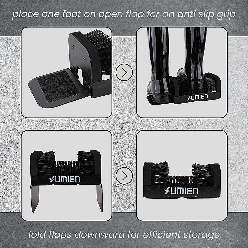Umien Boot Scraper Brush Outdoor - Deluxe Folding Boot Cleaner Scrubber with Folding Side Flaps Indoor and Outdoor use - Easy to use for Children & Adults - New 2021 Design