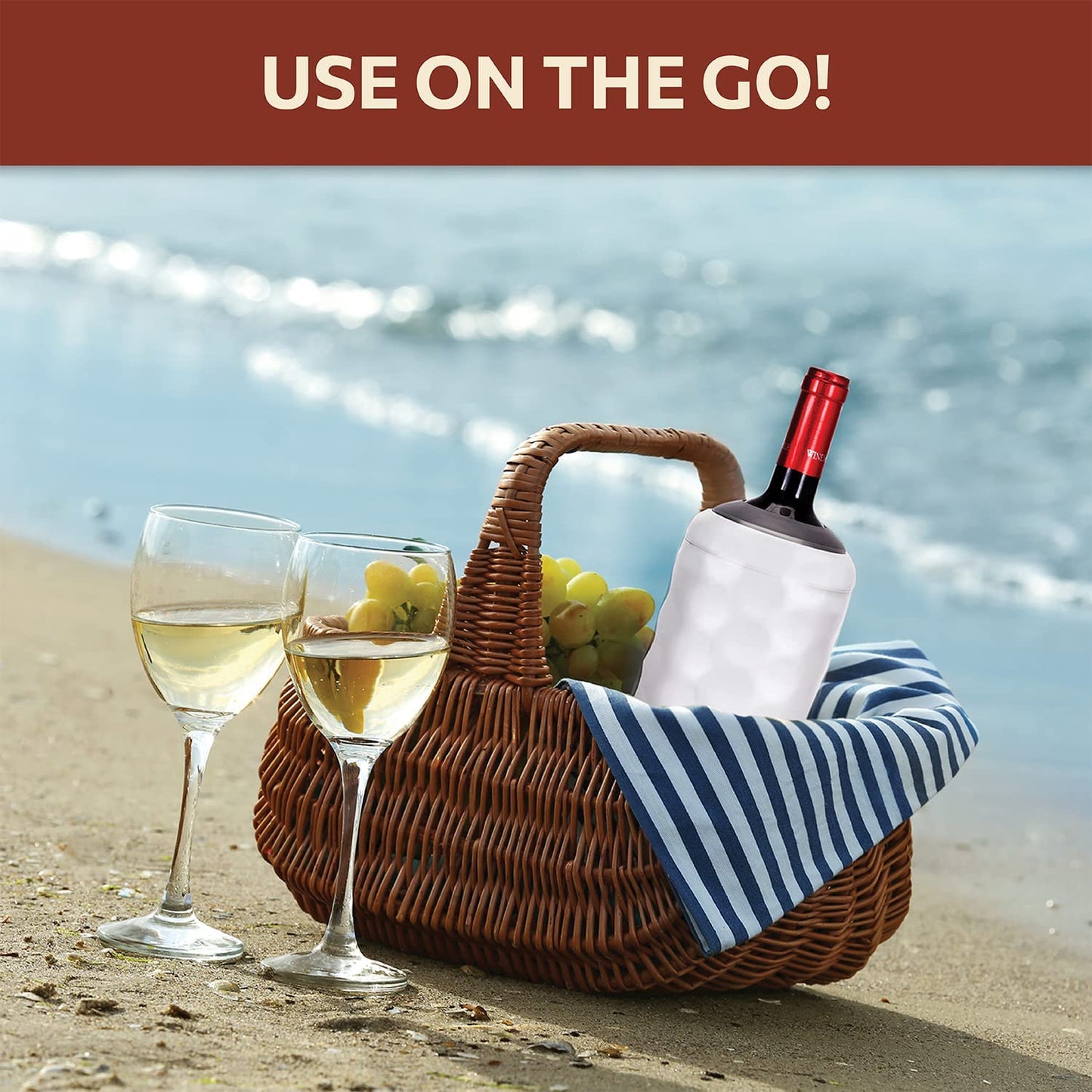 UMIEN Premium Wine Bottle Chiller - Double Walled, Vacuum Insulated Wine Cooler for Most 750mL Champagne and Wine Bottles - Iceless Wine Chiller with Up To 6 Hours Cold Temperature Retention