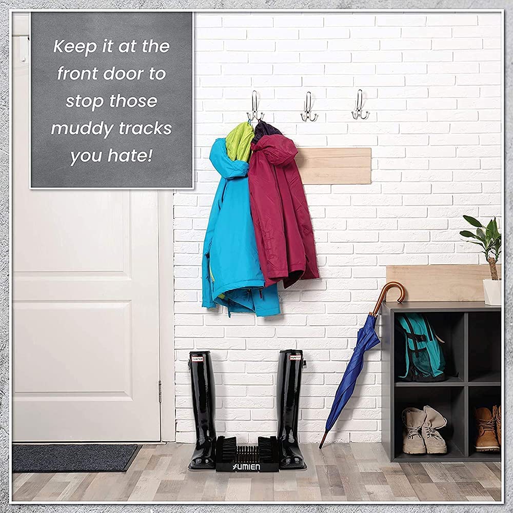 Umien Boot Scraper Brush Outdoor - Deluxe Folding Boot Cleaner Scrubber with Folding Side Flaps Indoor and Outdoor use - Easy to use for Children & Adults - New 2021 Design