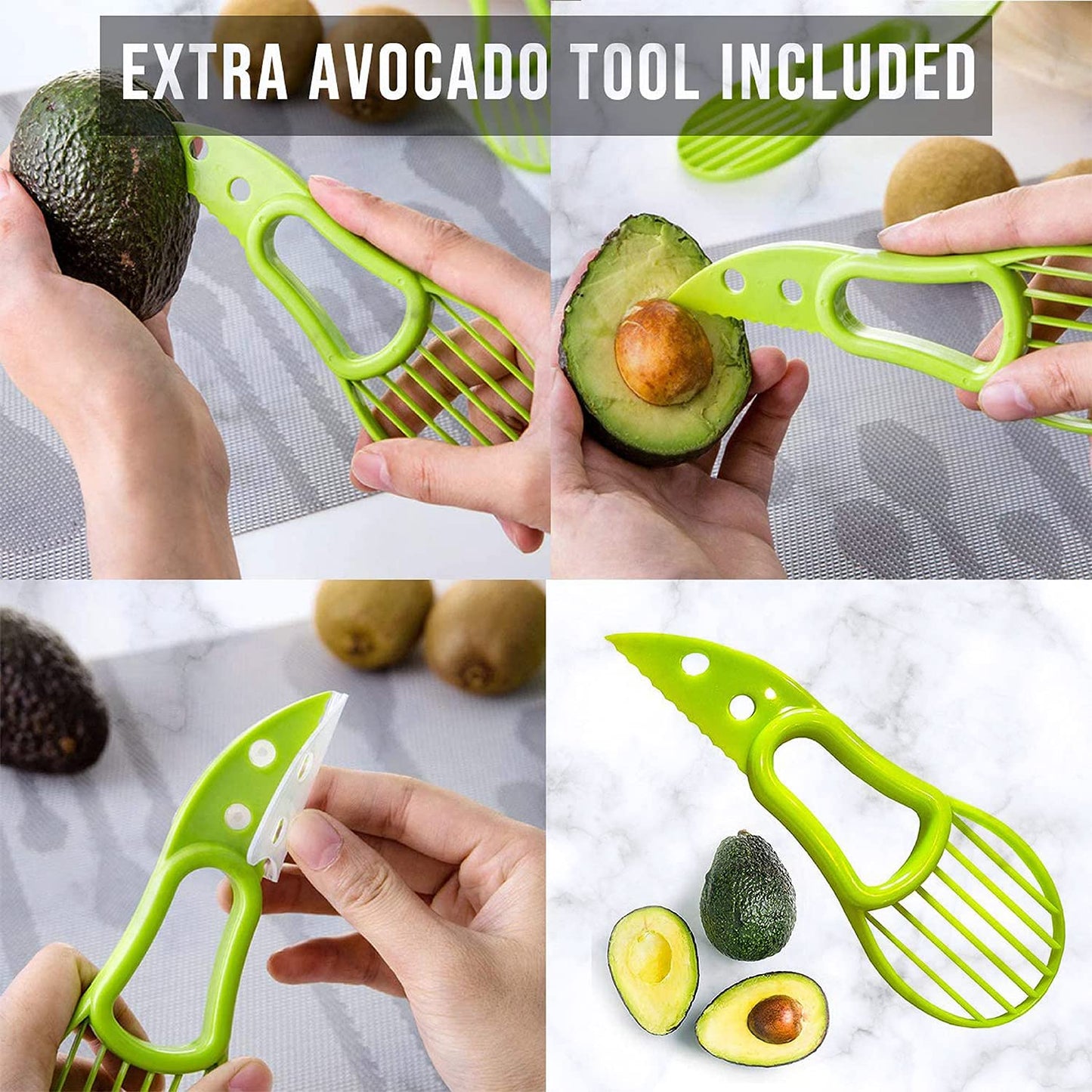 Granite Mortar and Pestle Set Guacamole Bowl Molcajete 8 Inch - Natural Stone Grinder for Spices, Seasonings, Pastes, Pestos and Guacamole - Extra Bonus Avocado Tool Included