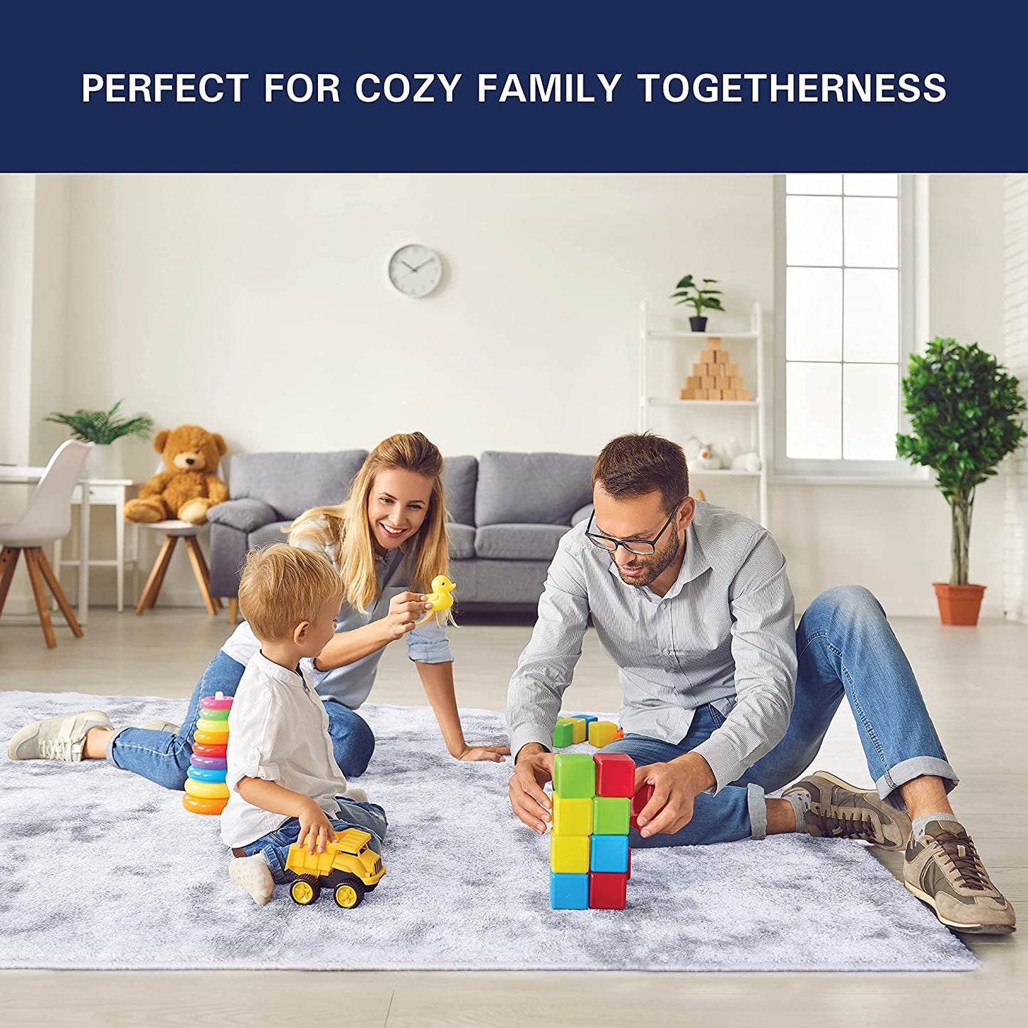 Tie Dye Shaggy 5x7 Light Grey Area Rug - Fluffy Area Rug for Living Room, Bedroom, and Nursery - Plush Faux Fur Carpet for Modern Home Decor and Room Aesthetic