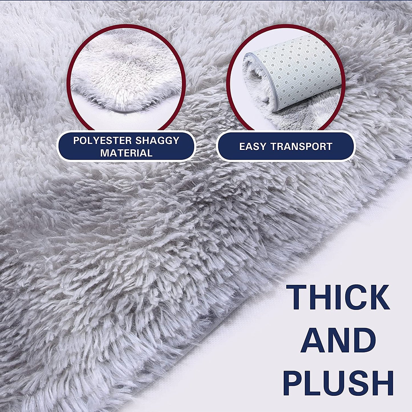 Tie Dye Shaggy 5x7 Light Grey Area Rug - Fluffy Area Rug for Living Room, Bedroom, and Nursery - Plush Faux Fur Carpet for Modern Home Decor and Room Aesthetic