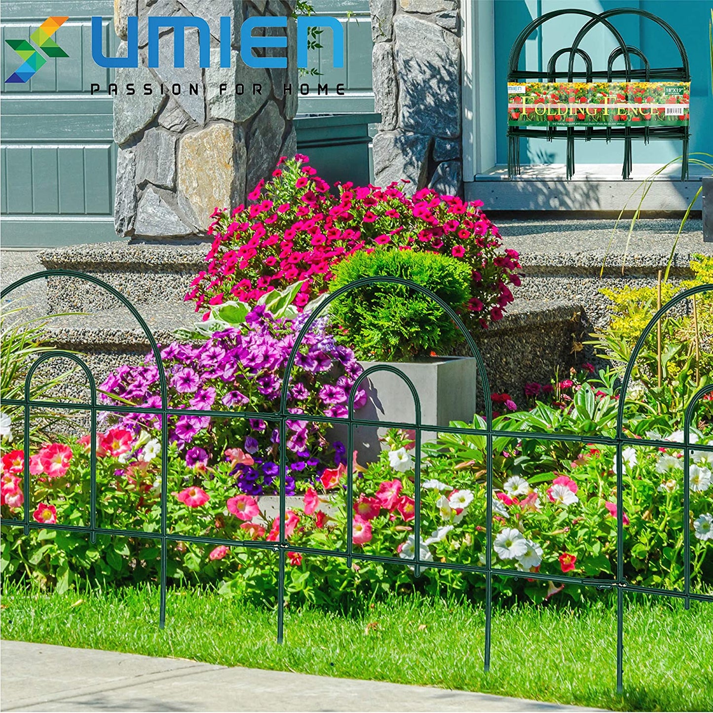 UMIEN Decorative Garden Fence 10 -Pack - 15.8 Ft Long 18 in High Rustproof Iron Garden Fencing, Animal Barrier, Wire Fence for Yard, Garden Border Edging Flower Fence, Outdoor Fences for Landscaping