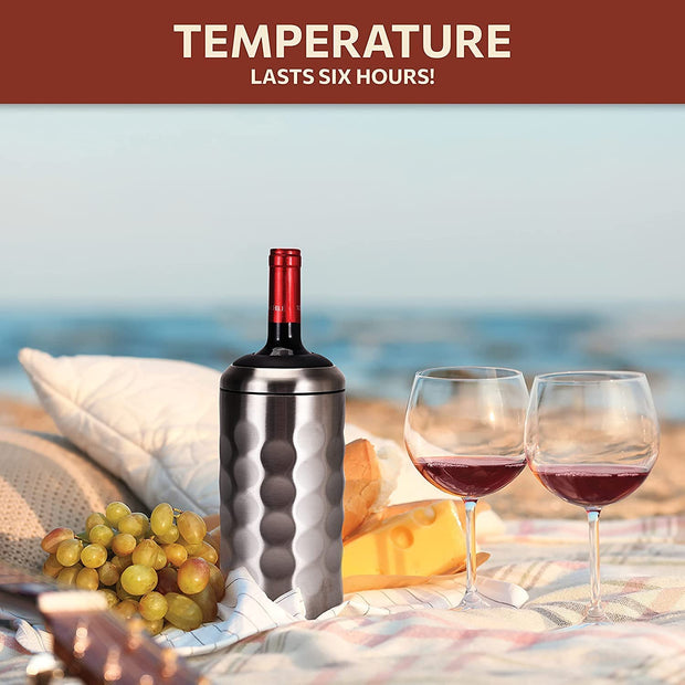 UMIEN Premium Wine Bottle Chiller - Double Walled, Vacuum Insulated Wine Cooler for Most 750mL Champagne and Wine Bottles - Iceless Wine Chiller with Up To 6 Hours Cold Temperature Retention